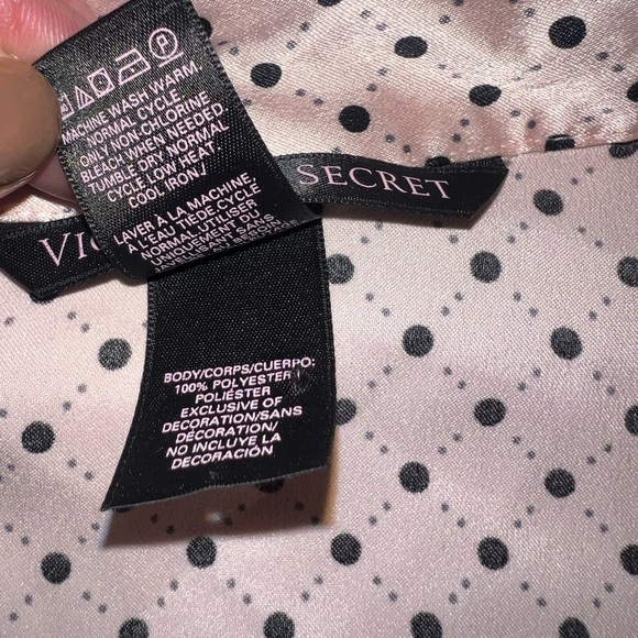 EUC Victoria’s Secret Black Polka Dot Long Sleeve Pink Pajama Pants Set Medium - Picture 14 of 15